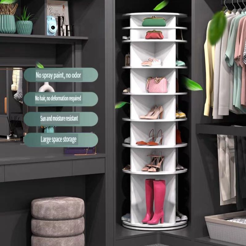 8-Tier Rotating Shoe Rack Tower, 360-Degree Spinning Shoe Display Organizer, Holds Up to 28 Pairs, 23.5" L x 23.5" W x 72" H, White