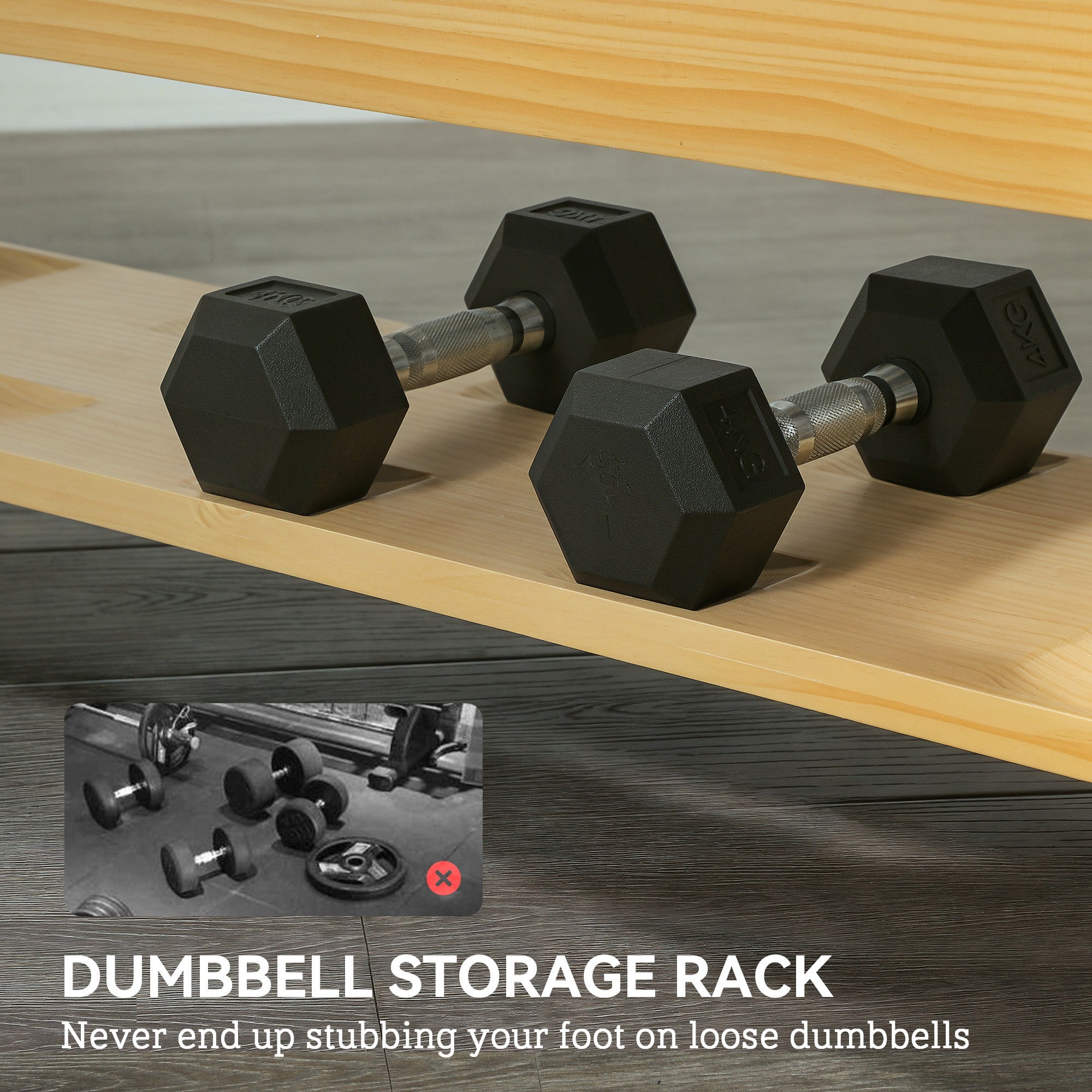 Wooden Adjustable Weight Bench with Dumbbell Rack, Flat or Incline Workout Bench for Home Gym Weight Lifting, Black