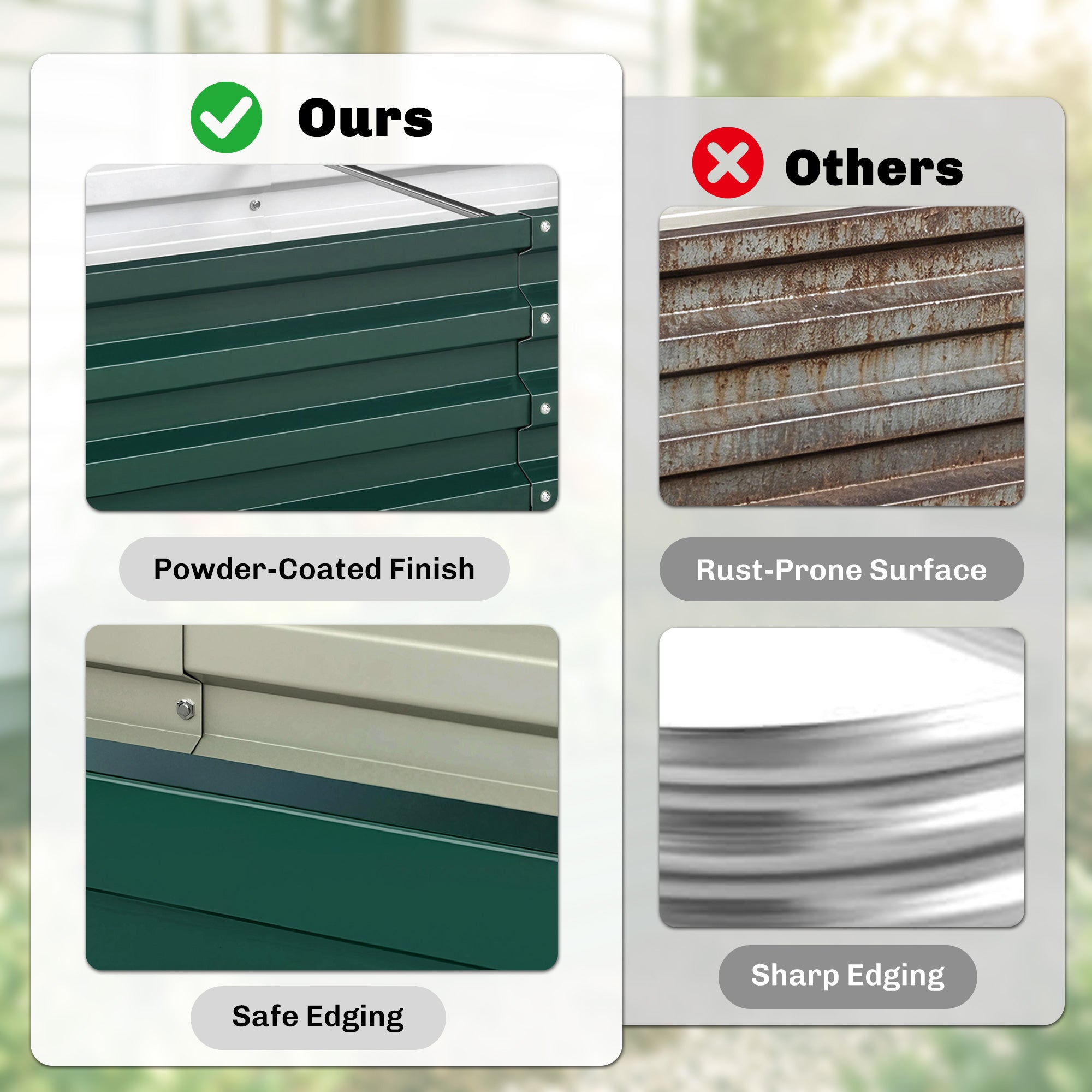 Galvanized Raised Garden Bed, 4' x 2' x 1' Metal Planter Box, for Growing Vegetables, Flowers, Herbs, Succulents, Green