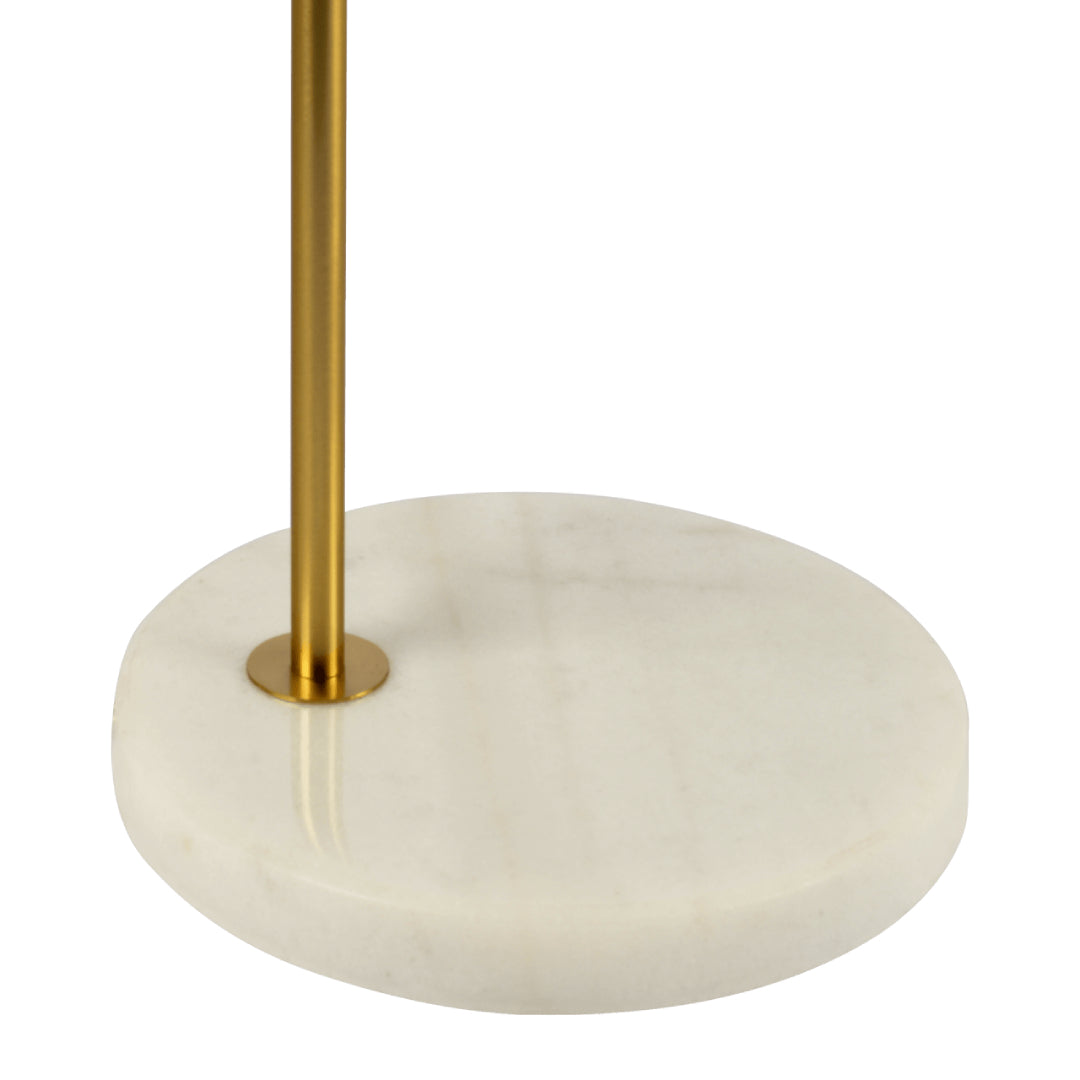 Haven Clear Glass Table Lamp with Gold Brush Metal and Marble Base, Button Control, 11.5" L x 8" W x 23" H, Gold+White
