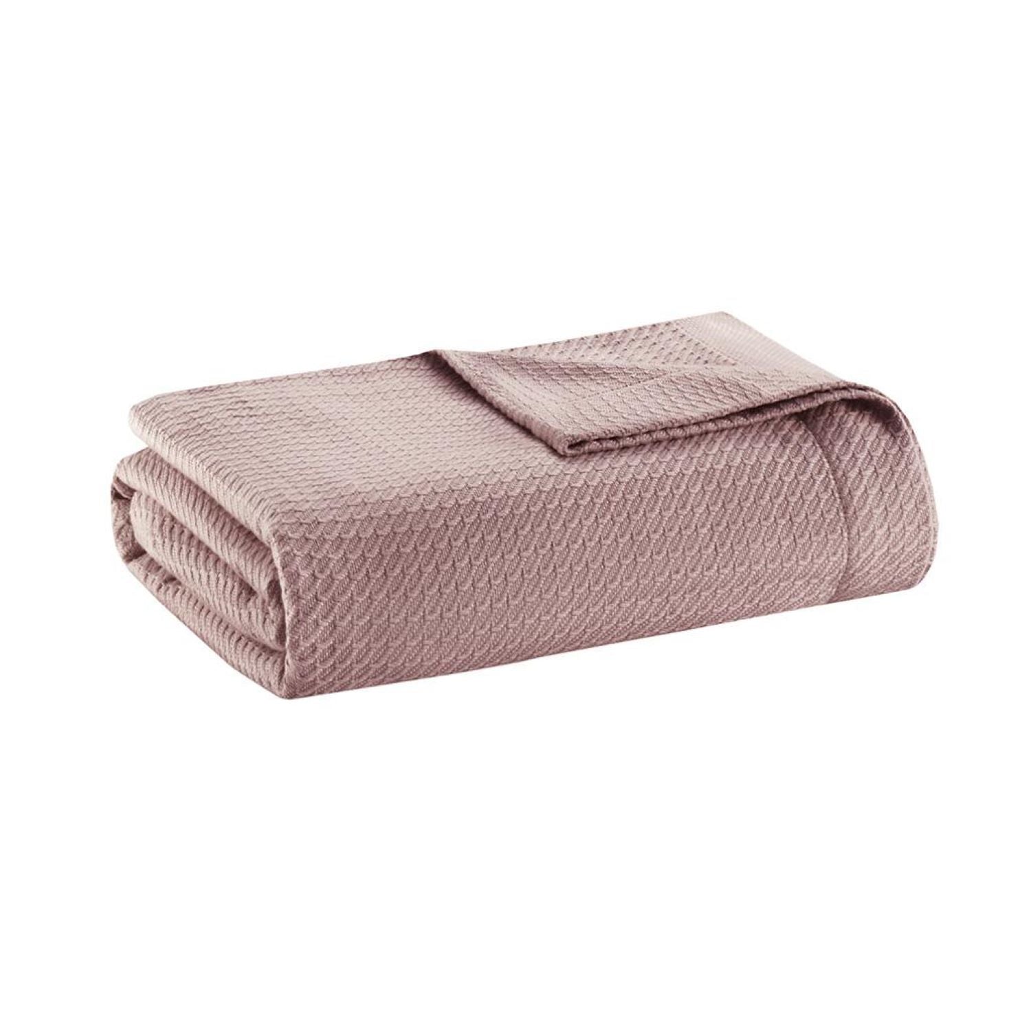 Machine Washable Egyptian Cotton Bed Blanket with Breathable Weave, OEKO-TEX Certified, Perfect for Warm Nights, 90" L x 90" W x 0.25" H, Rose