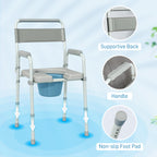 Bedside Commode Chair for Seniors, Adults, Handicap, Raised Toilet Seat with Arm, Adjustable Height, 331 lbs, Gray