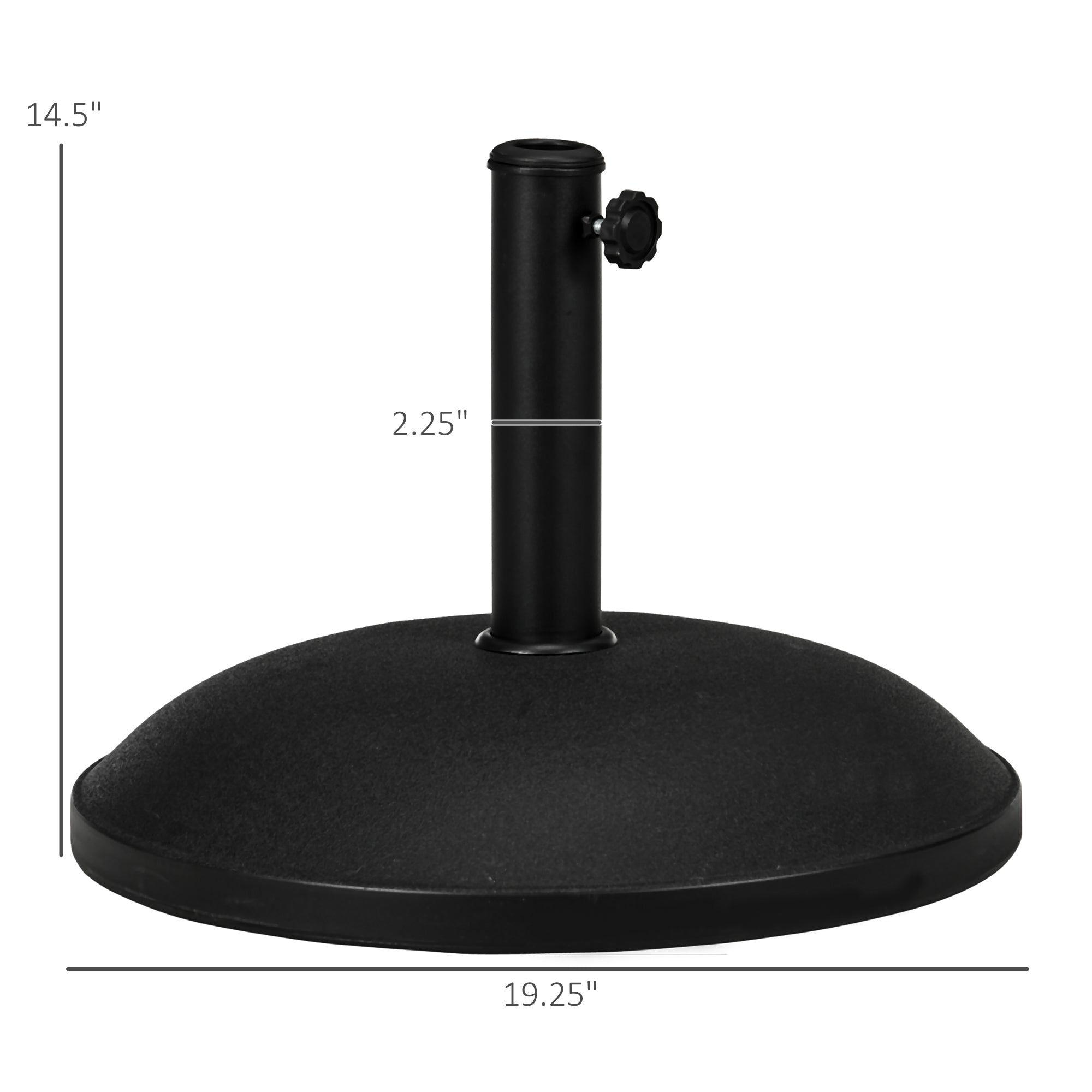 20" 55 lbs Round Cement Umbrella Base Stand Market Parasol Holder with Tightening Knob & Easy Setup, for Φ1.3", Φ1.5", Φ1.9" Pole, for Lawn, Deck, Backyard, Garden, Black