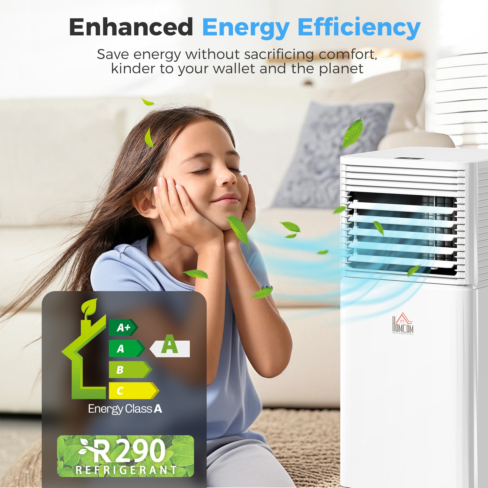 8000 BTU Mobile Air Conditioner for Cooling and Dehumidifying, Remote Control, 24H Timer, LED Display, White