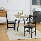 Farmhouse Wooden Dining Chairs Set of 2 with Cross Back, Black