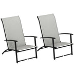 Set of 2 Outdoor Dining Chairs with High Back, Armrests, Folding Patio Chairs for Patio, Lawn, Camping, Gray