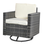 Outdoor Swivel Rocker, PE Wicker Dining Chair, 360 Degree Swivel Patio Glider with Cushions for Backyard, Lawn, Garden, Deck, Porch, Steel Frame, Cream White