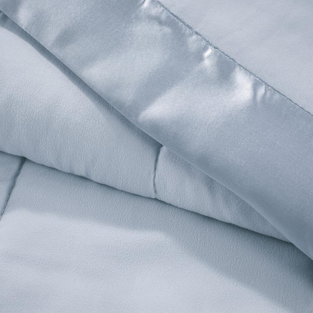 King Size Lightweight Down Alternative Blanket with Satin Trim, Hypoallergenic Polyester, Machine Washable, 108" L x 90" W x 0.25" H, Blue