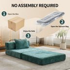 Compressed Sofa Single Seater Modular Sectional with Chenille Fabric, Modular Sofas for Small Spaces Convertible Floor Sofa Bed, 39.5" L x 39.5" W x 25" H, Beige