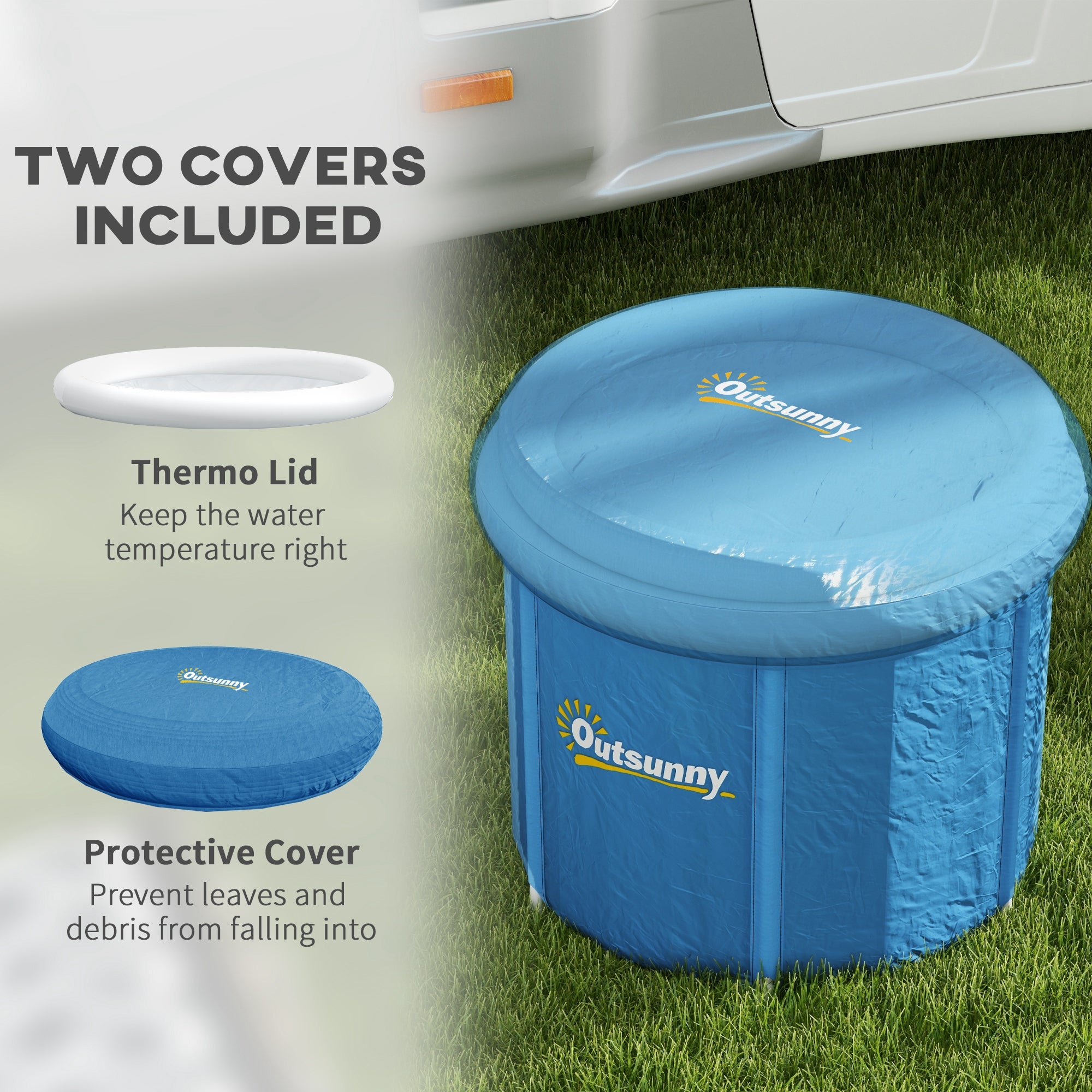 Cold Plunge Tub, Portable Ice Bath Cold Water Therapy Tub with Thermo Lid, for Athletes Recovery, Dark Blue