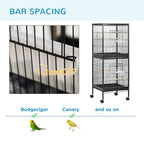 55" 2 In 1 Bird Cage Aviary Parakeet House for finches, budgies with Wheels, Black