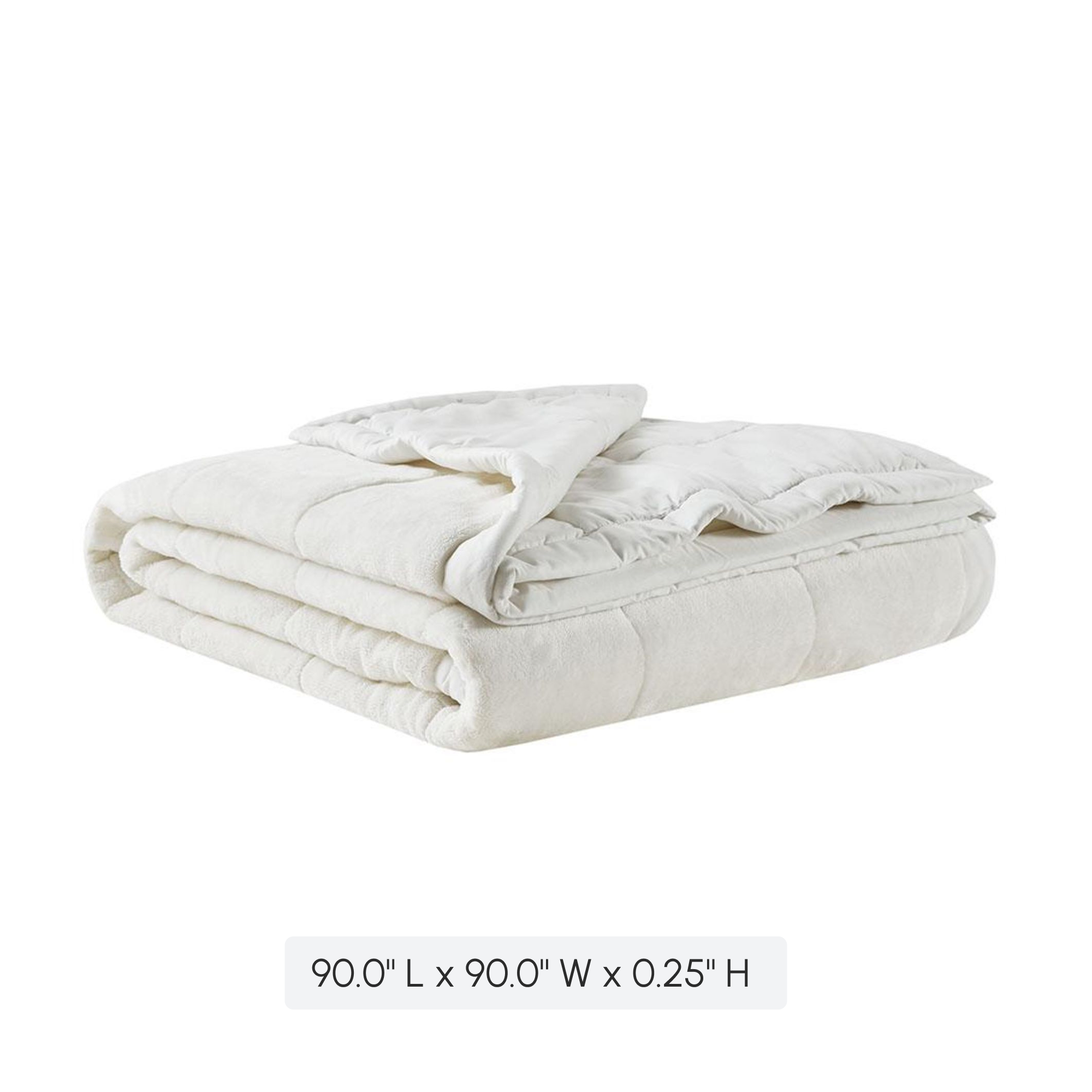 Reversible Smart Temperature Down Alternative Blanket with Plush to Microfiber, OEKO-TEX Certified, for Any Season, 90" L x 90" W x 0.25" H, Ivory