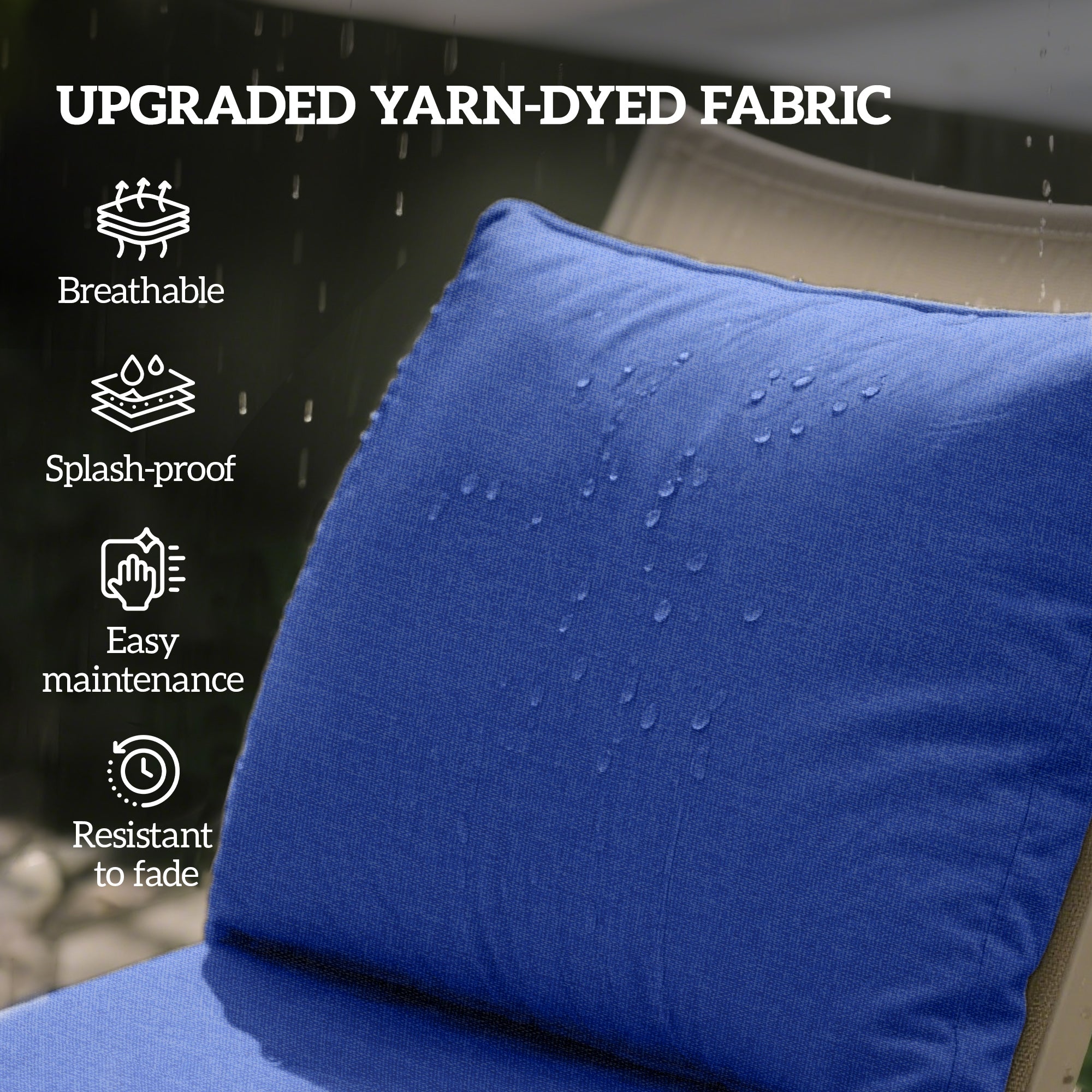 Patio Chair Cushions Set of 2 with Seat & Backrest, Fade Resistant Seat Replacement Cushion Set, Navy Blue