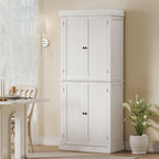 72" Kitchen Cabinet, Pantry Storage Cabinet with Doors and Shelves, Freestanding Food Pantry Cabinet, White Wood Grain