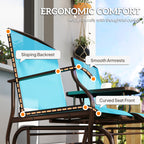 2 Seater Glider for Outside Outdoor Glider Seat with Breathable Mesh Fabric Armrests for Backyard Garden Porch Blue