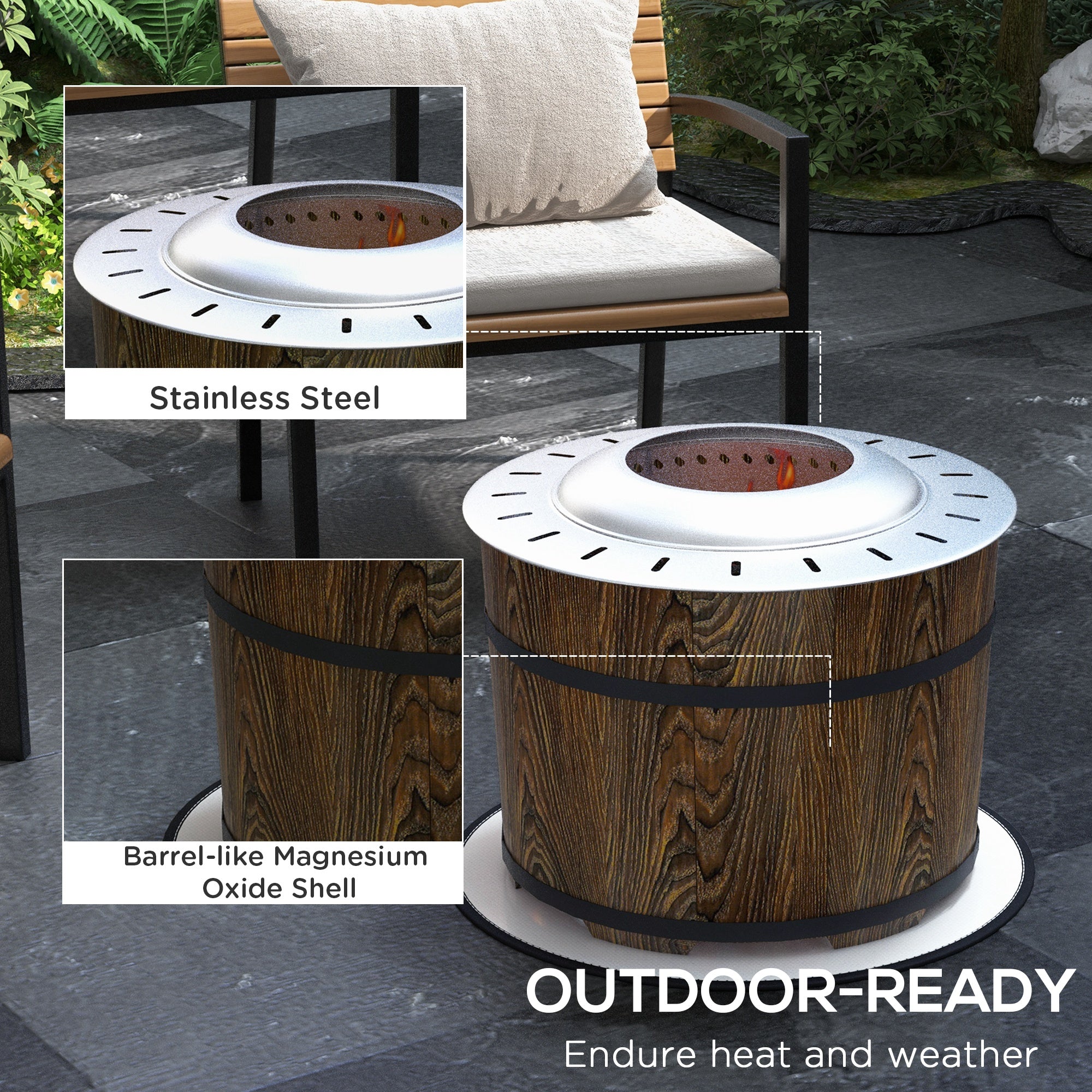 Smokeless Fire Pit, Portable Camping Bonfire Stove with Mat for Backyard, Patio, Picnic, Magnesium Oxide, Brown