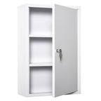 Steel Wall Mount Medicine Cabinet 3 Tier Emergency Box for Bathroom Kitchen, Lockable with 2 Keys - White