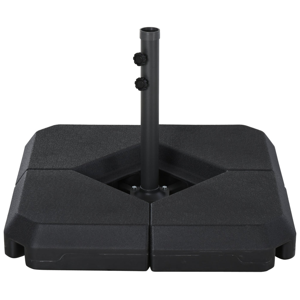 Umbrella Stand Fitting 2" Poles and Steel Base with 4 Fillable Plastic Weights, 4 Gal. Capacity Each - Black