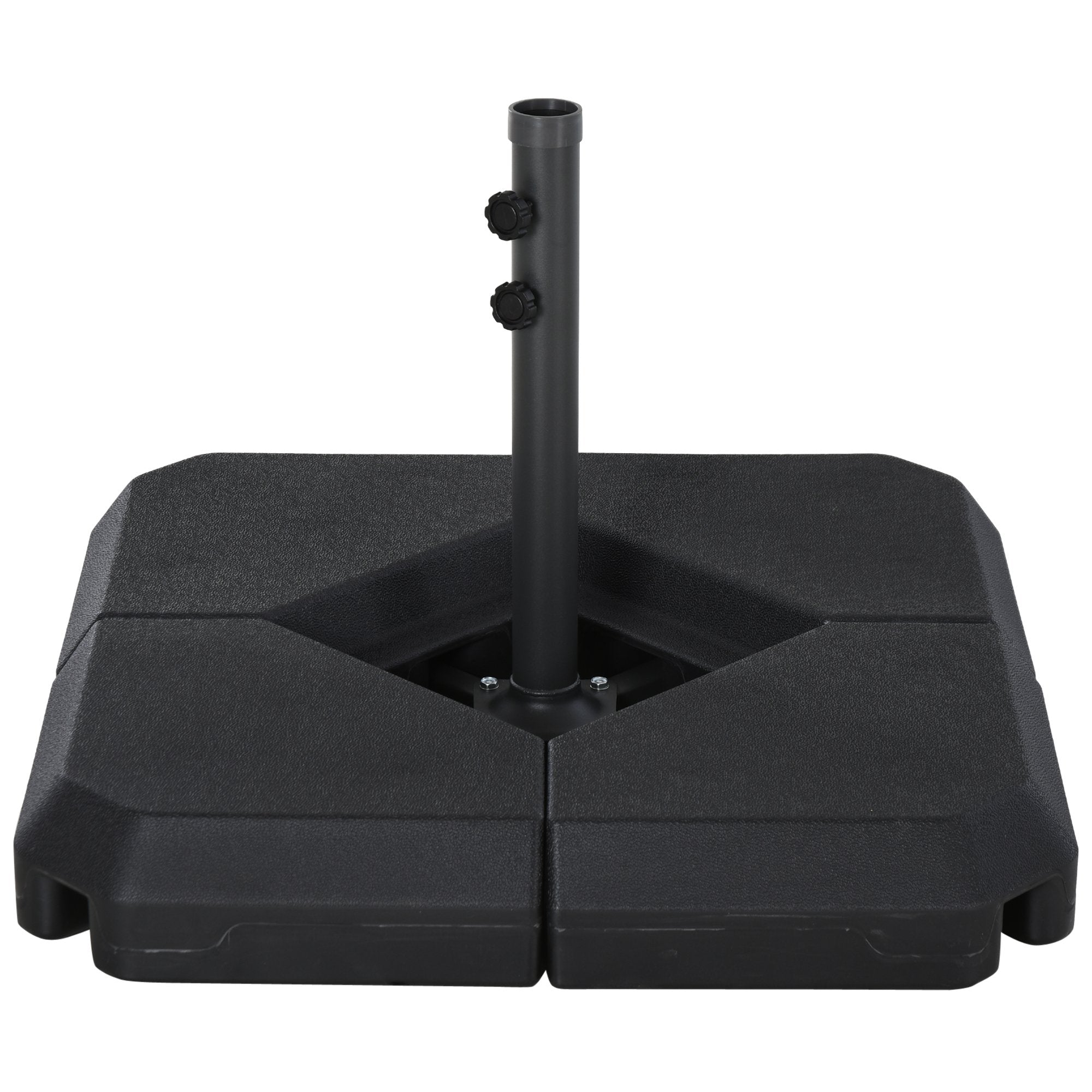 Umbrella Stand Fitting 2" Poles and Steel Base with 4 Fillable Plastic Weights, 4 Gal. Capacity Each - Black