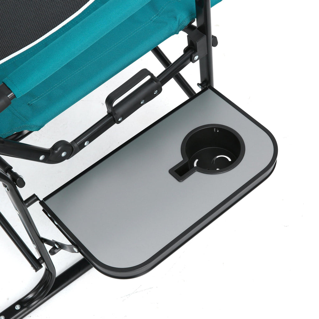 Camping Director's Chair with Side Table and Pocket, Steel Frame, Heavy Duty Oversized Portable Folding Chair, 25" L x 27.5" W x 43.5" H, Blue