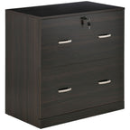 2-Drawer File Cabinet with Lock and Keys, Lateral Storage Filing Cabinet with Hanging Bar for Letter Size, Home Office, Walnut