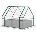 Raised Garden Bed with Cover, Outdoor Galvanized Metal Planter Box Kit, 4 x 3 ft Mini Greenhouse with 2 Large Screen Windows, for Growing Flowers, Vegetables and Herbs, Clear