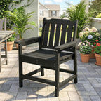 All-Weather Patio Chair, HDPE Patio Dining Chair, Heavy Duty Wood-Like Outdoor Furniture for Garden, Backyard, Deck, Porch, Lawn, Black