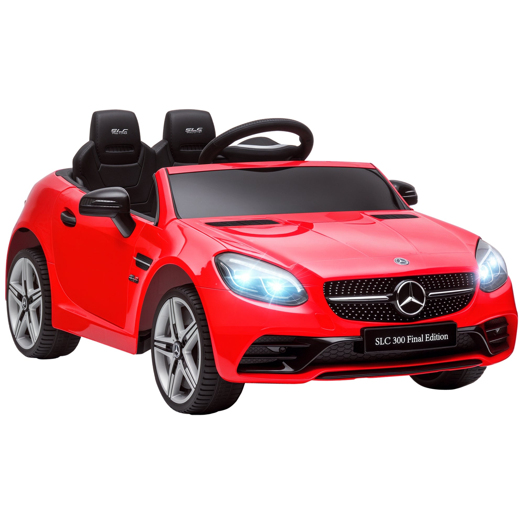 SLC 300 Licensed Kids Electric Car with Remote Control, 12V Battery Powered Kids Ride on Car with Music, Lights, Suspension for 3-6 Years Old, Red