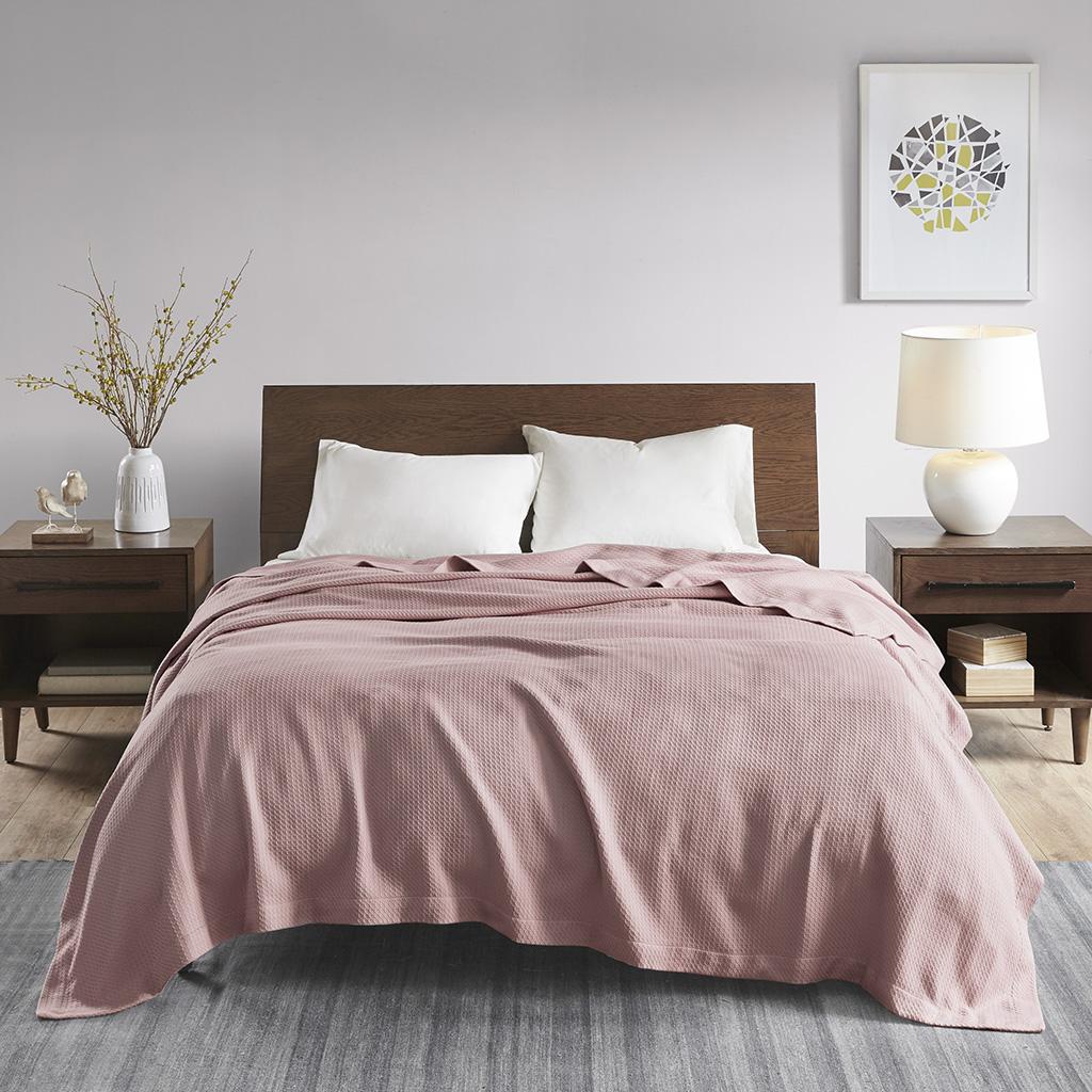 King Size Durable Egyptian Cotton Blanket with OEKO-TEX Certified, Machine Washable, Perfect for Any Room, 108" L x 90" W x 0.25" H, Rose