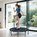 48" Rebounder Trampoline for Adults, Foldable Mini Trampoline with Adjustable Handle Bar for Indoor Outdoor, Blue