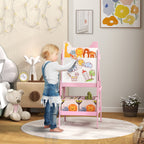 Doubel-Sided Easel for Kids w/ Whiteboard, Chalkboard, Storage Boxes, Blue