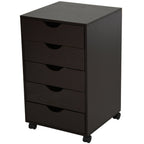 5 Drawer File Cabinet Storage Organizer Filing Cabinet with Nordic Minimalist Modern Style & Wheels, Brown