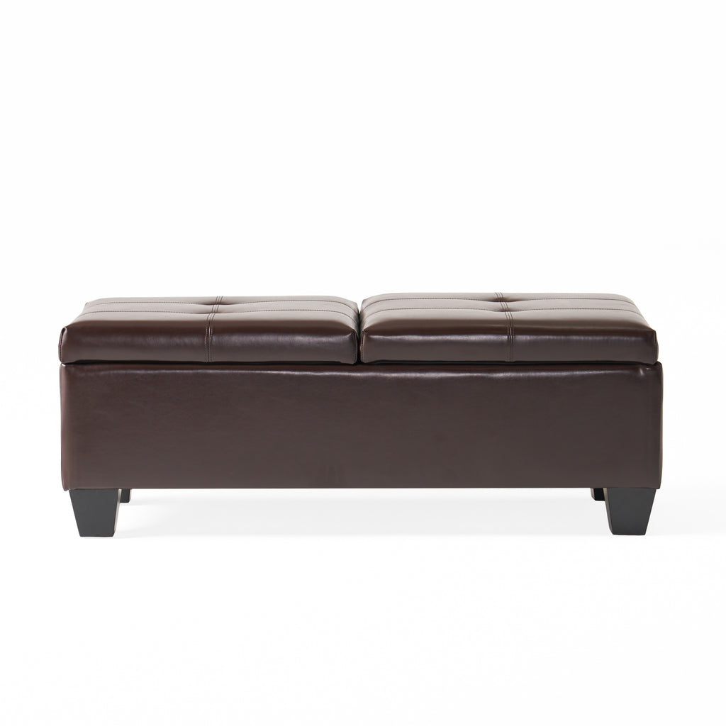 Storage Ottoman with Cushioned Top, Sturdy Frame, and Space-Saving Design, 46.5" L x 20.75" W x 17.25" H, Chocolate