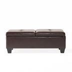 Storage Ottoman with Cushioned Top, Sturdy Frame, and Space-Saving Design, 46.5" L x 20.75" W x 17.25" H, Chocolate