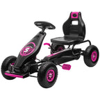 Ergonomic Pedal Go Kart Kids Ride-on Toy with Tough, Wear-Resistant Tread for Boys & Girls, Ages 5-12, Pink