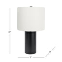Table Lamp with On/Off Switch, Block Base, Elegant Shade, Perfect for Bedroom, Study, Living Room, 11" L x 19" W x 11" H, Black+White