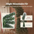 5 ft Prelit Christmas Tree, Whimsical Xmas Tree Slim High Mountain Fir with 100 LEDs and Metal Stand, Green