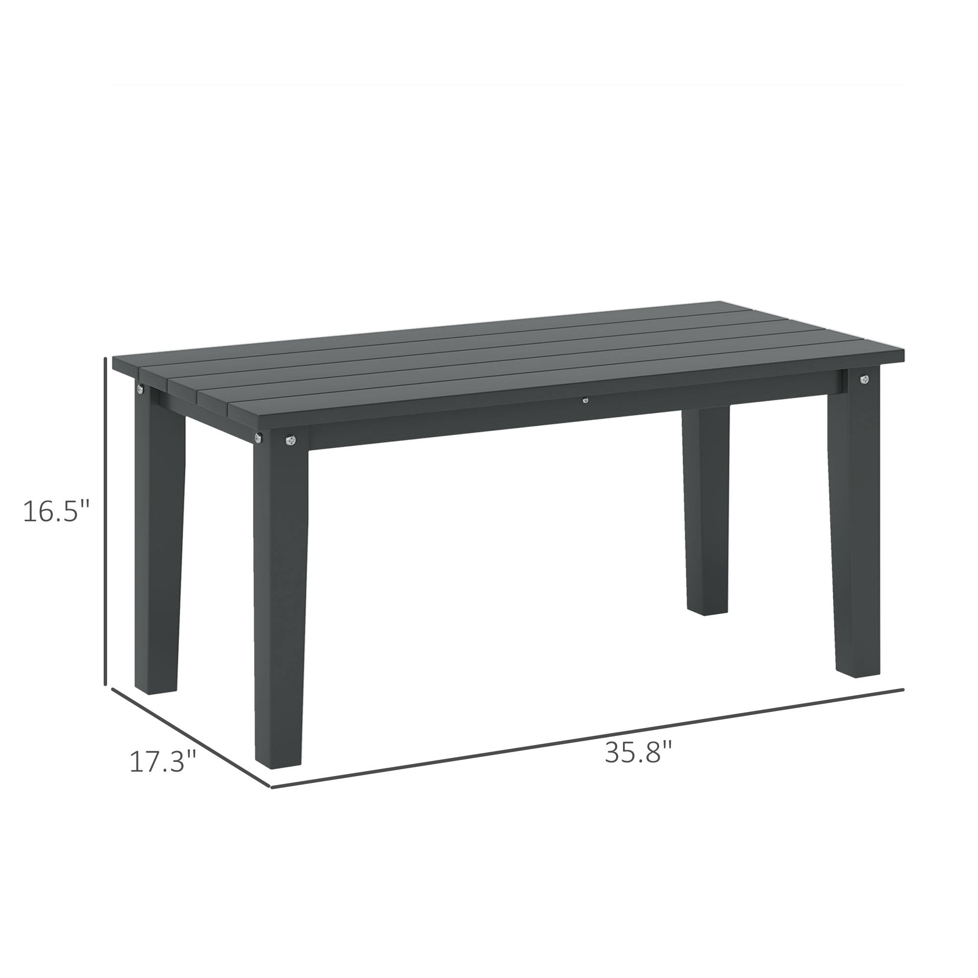 Rectangle Outdoor Coffee Table, HDPE All-Weather Outdoor Patio Table with Slatted Tabletop for Yard, Balcony, Black
