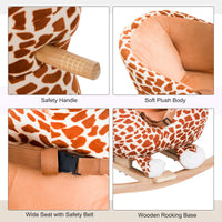 Kids Plush Rocking Horse Giraffe Style Themed Ride-On Chair Toy With Sound Brown