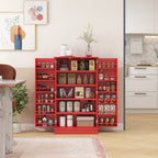 Kitchen Sideboard Cabinet, Large Kitchen Storage Cabinet w/ Double Doors & 5-tier Shelving for Home, Dining Room, Red