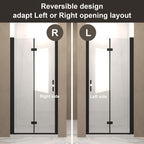 34" Bifold Shower Door with Stainless Steel Handle and Raised Water-Blocking Strips, Space-Saving Panel for Bathroom, 34" L x 0.5" W x 72" H, Matte Black