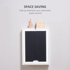 Wall Mounted Foldable Desk with a Blackboard, Fold Out Convertible Floating Desk with Shelves, White
