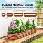 7.9' x 2' x 1' Galvanized Raised Garden Bed Kit, Metal Planter Box with Safety Edging, Brown