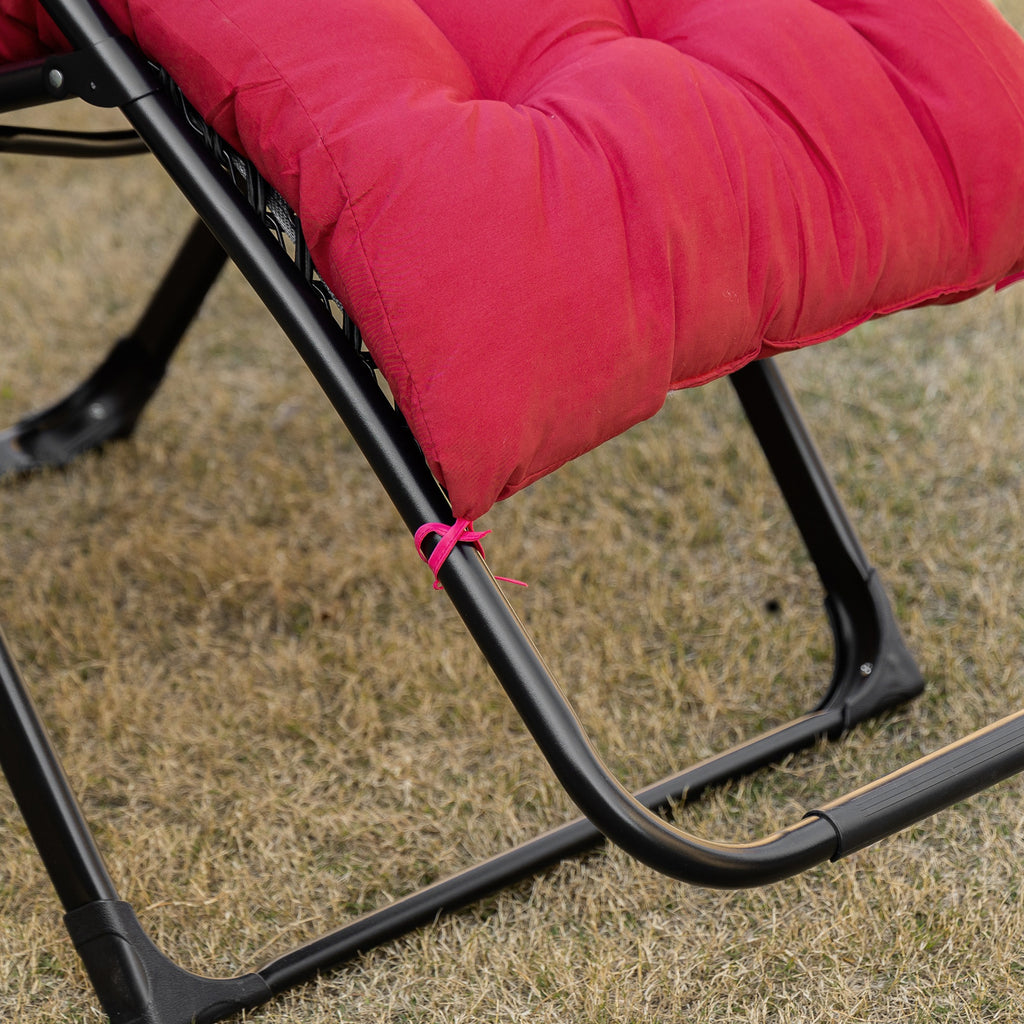Padded Zero Gravity Chair, Folding Recliner Chair with Cup Holder Cushion, Red