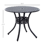 33" Patio Dining Table Round Cast Aluminium Outdoor Bistro Table with Umbrella Hole - Black