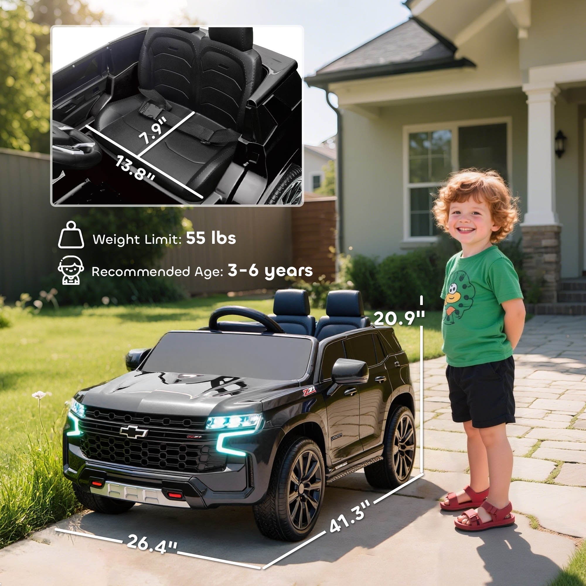 Electric Ride on Car 12V Kids Ride-on Toy, Black
