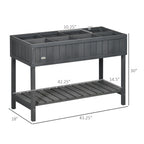 Wooden Raised Garden Bed, Elevated Planter Box Stand with 8 Slots and Open Shelf, Dark Gray