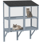 Catio Outdoor Cat Enclosure Outdoor Window Box Cat House with Waterproof Roof 39.4"L Gray