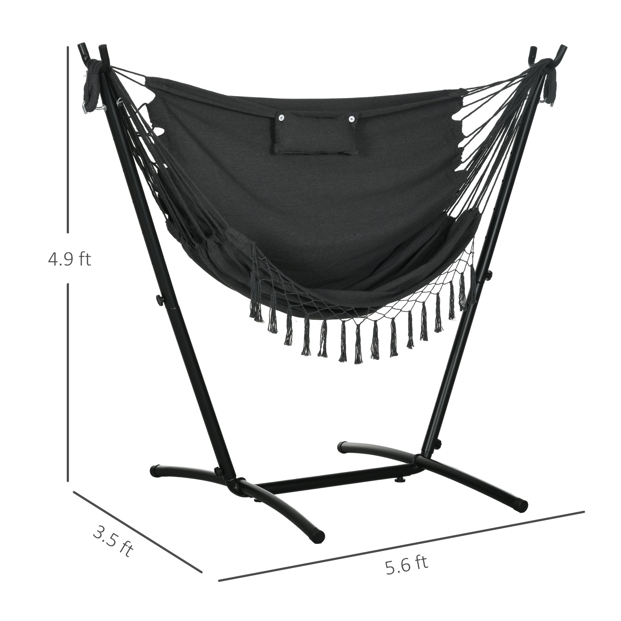 U Shape Stand Hammock Chair, Headrest Include Hammock Swing, Dark Gray