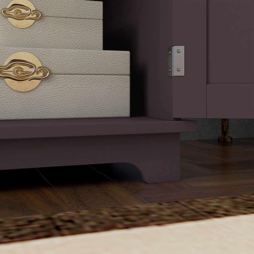Kitchen Storage Cabinet, Sideboard Floor Cupboard with Solid Wood Top, Adjustable Shelf, and 2 Drawers, Coffee
